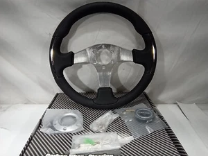 Rayo plateado clásico de cuero volante de carrera NRG - Imagen 1 de 2