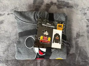 Disney Mickey Mouse Hoodie Mens Med Gray Sweatshirt Unisex Medium New - Picture 1 of 10
