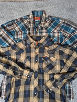 Lot Of 2 VTG 90s Ely Plains Pearl Snap Shirt Striped Western Cowboy Sz 16/33 - Image 1 of 4