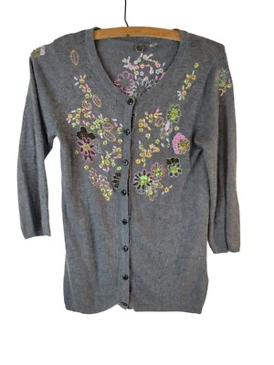Cárdigan Suéter One Girl Who Mezcla Mohair Gris Talla Pequeña Floral EMBELLECIDO Foto 1 de 4