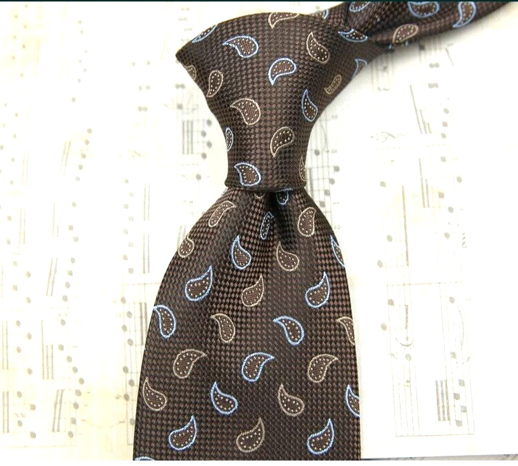 Nueva Corbata Clásica Paisley Azul Marrón JACQUARD TEJIDA 100% Seda Para Hombre Foto 1 de 1