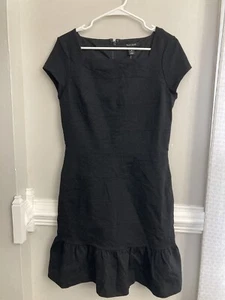 NWT Black House White Market Black Dress Size 8 Peplum Hem Lined - Picture 1 of 9