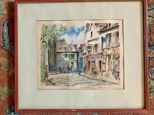Pierre Eugene Cambier Aquarell von Montmarte Place Du Tetro - Bild 1 von 5