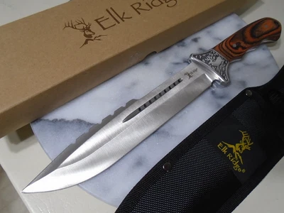 Cuchillo de hoja fija Elk Ridge Deer Hunter Bowie Full Tang Pakkawood 13,50" FIX122 Foto 1 de 4