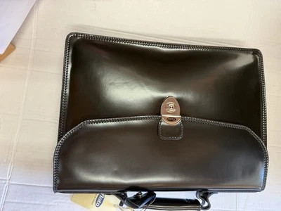 Maletín de cuero italiano Floto Milano con llave y correa nuevo con etiquetas a granel Foto 1 de 4