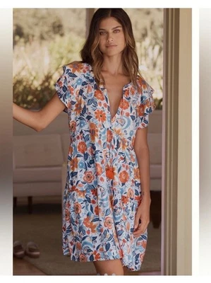 Vestido para dormir pijama floral de franela Anthropologie XL muy divertido, ¡guau! Jersey Foto 1 de 4