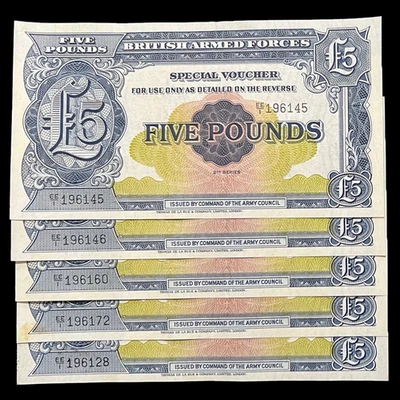 5x 1948 British 5 Pound Armed Forces Banknote Great Britain England War Bond - Image 1 of 4