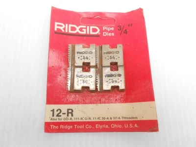 RIDGID 3/4"  12-R PIPE THREADING DIES 00-R  111-R 0-R 11-R 30-A 31-A Threaders. - Image 1 of 2
