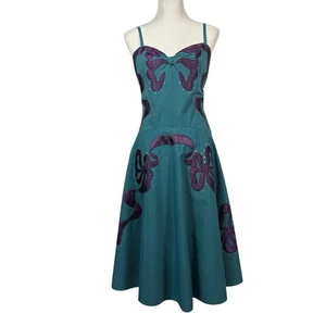 Vintage Betsey Johnson Y2K Perlen Kleid A-Linie Tüll Unterrock blau lila Größe 10 - Bild 1 von 10