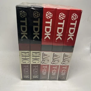 Neu und versiegelt TDK leere VHS HS T-120 Bänder 5er Pack VERSIEGELT 3-EHG 2 AQ - Bild 1 von 4