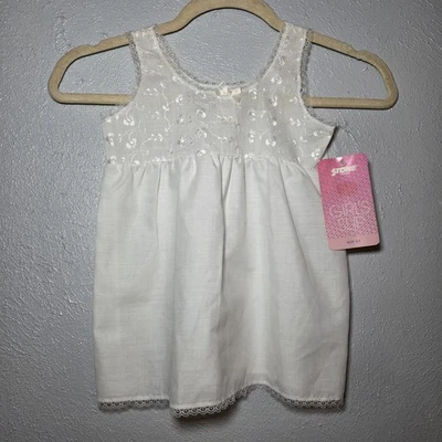 VESTIDO SIN TIRANTES BLANCO BEBÉ NIÑA ~ ENCAJE ~ ENAGUA CON VOLANTES Vintage Talla 3t NUEVO NUEVO CON ETIQUETAS Foto 1 de 4