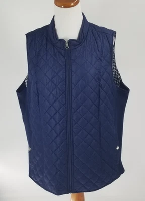 Chaleco acolchado acolchado Kim Rogers talla XXL cremallera frontal azul marino con bolsillos Foto 1 de 4