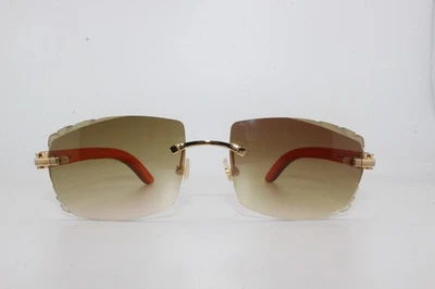 Iced Out Buffs Brand Eyewear Diamond Cut Lenses & Wood Grain Temples size 57 mm - Image 1 of 4