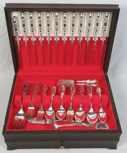 Service 12 Silber Teller Silberbesteck Camelot Muster mit Box & Servierteilen Rogers - Bild 1 von 13