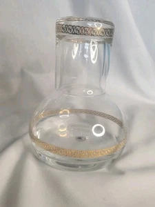 Vintage Bombay Gold Banded Glass Carafe Bedside Decanter & Drinking Glass Set - Picture 1 of 12