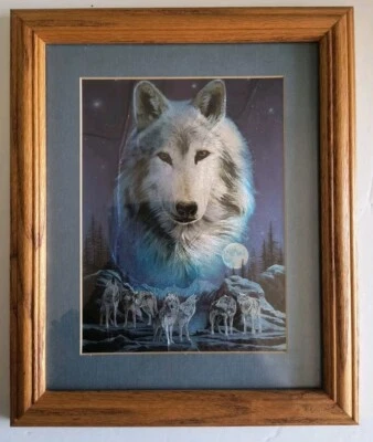 Grabados en metal Wolf Arizona arte de pared enmarcado vida silvestre 10x11,5" tamaño marco de colección Foto 1 de 4