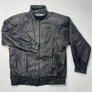 Gmoma Excellent Quality Men's Leather Full Zip Biker Jacket Black Size Medium - Picture 1 of 7