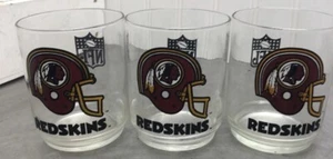 Vintage Washington Redskins Glass Tumbler Drinking Glass Whiskey Glass NFL Set 3 - Picture 1 of 6