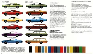 1971 Coronet Charger Body and Color Chart for Showroom 11 x 19 Illustration - Picture 1 of 1