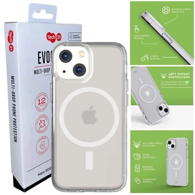 Official Genuine Original Tech21 (iPhone 14 & 13) Evo Clear Case W/MagSafe Cover - Image 1 of 4