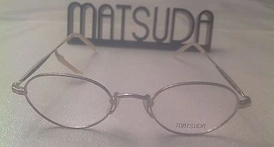 RARE VINTAGE MATSUDA 10102 PW 48-145 PLATINUM WHITE SILVER OVAL EYEGLAS GORGEOUS - Image 1 of 4