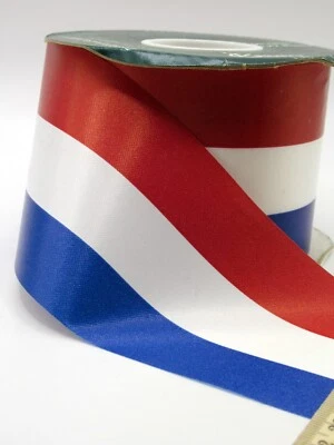 50 Yards Berwick Flora-Satin Ribbon Patriotic Stripe Red White & Blue Made USA  - Image 1 of 4