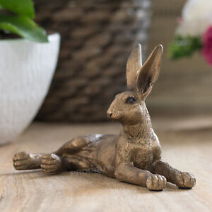 Bronze Laying Hare Ornament Figurine Statue Sculpture Animal Figure Home Decor