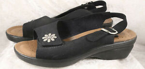 Pavers size 2 suede style sling back open toe black sandals worn once 