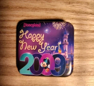 2009 Disney Parks Disneyland Happy New Year Mickey Mouse Cast Member Pin Button - Image 1 of 2