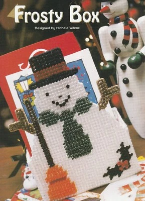 Christmas Snowman Card Box -3-1/4"x5-1/4"x7-1/2" - Plastic Canvas Pattern ONLY - Image 1 of 2