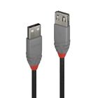 LINDY 36702 USB 2.0 Type A Extension Cable, Anthra Line - Black, 1m, Laptop 1m A