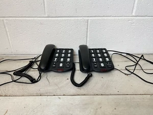 2 x Duże przyciski Telefony domowe PK 3000 Przewodowy telefon Telefon Czarny Łatwy w użyciu #G - Zdjęcie 1 z 10