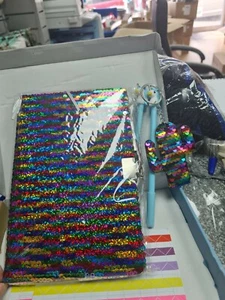 A5 Notebook Reversible Sequin Jotter Journal Kids Fashion Glitter Write Pad Gift - Picture 1 of 1