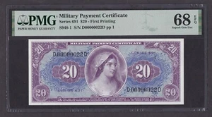 [PMG-68 EPQ "Top Pop" 2 Digits S/N D00000022D] MPC 691 Series $20 First Printing - Picture 1 of 2