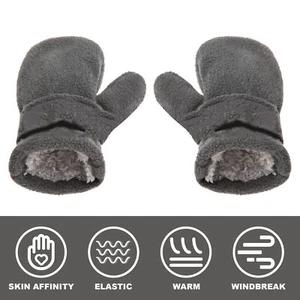 Girls Gloves Solid Color Stretchy Boys Girls Windproof Fastener Tape Gloves Soft - Picture 1 of 19