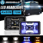 For Freightliner FLD120 FLD112 4X6" LED Headlights Hi-Lo DRL Turn Signal Lamp