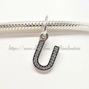 Authentic Pandora Letter U Pendant Charm 791333CZ Retired - Picture 1 of 2