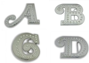 N E W A B C D F G L Initiale Bling Iced Out Silber Metall Strass Gürtelschnallen - Bild 1 von 65