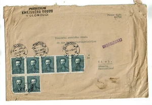 7 Briefmarken auf großen Umschlag Tschechoslowakei Olomouc 1938 nach Kiel - Picture 1 of 2