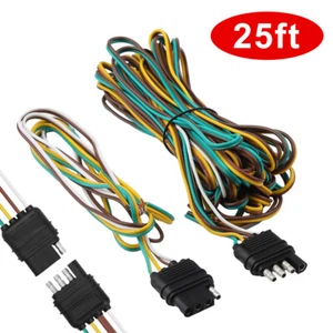 25' 4 Pin Flat Trailer Wiring Harness Kit Wishbone Style for Trailer Tail Lights - Picture 1 of 12