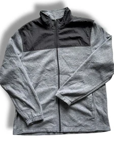 Men’s Star Zip-Up Fleece Jacket Grey Size L – Same Day Shipping - Picture 1 of 9