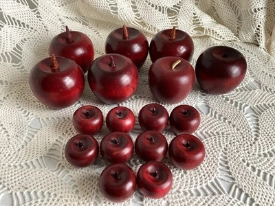 Винтажные 17 различных деревянных красных яблок деревенский фермерский дом коттедж декор чаша наполнитель - Изображение 1 из 4