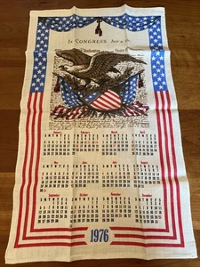 Bicentennial Linen Calendar 1976 Tea Towel - Picture 1 of 9