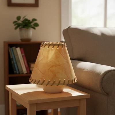 Lámpara de araña Empire moderna de cuero sintético con borde de punto de látigo Foto 1 de 4