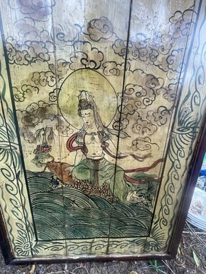 Original Early 20th Century Chinese Linhai Painting On Wood Panels - Image 1 of 4
