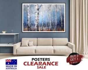 Modern Hand Painted Birch Tree Oil Painting  70x50cm Poster Prints - Imagen 1 de 4