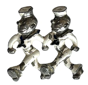 VINTAGE 1940's ERA TWO MARCHING SAILORS ENAMEL PIN BROOCH PINBACK - Picture 1 of 4