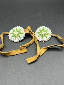 Lot Of 2 Native American Beaded Shoe Ties Beaded Is 1.5” Entire Length 13.5” #98 - Picture 1 of 6