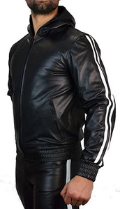 AW-8080 Leder Hoodie Trainingsjacke,leder Jacke Sportsjacke,Kapuzenjacke.Gr.4XL - Picture 1 of 11