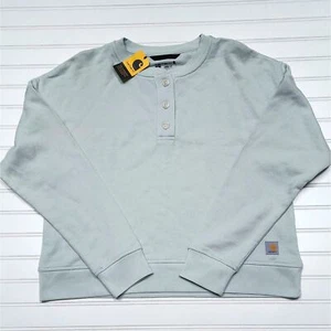 Felpa donna Carhartt nuova con etichetta vestibilità ampia peso medio French Terry Henley - Foto 1 di 5